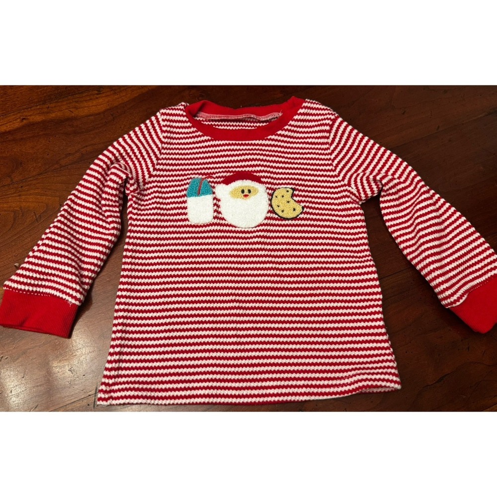 Christmas Santa Appliqué‎ Red & White Toddler Long Sleeve Shirt